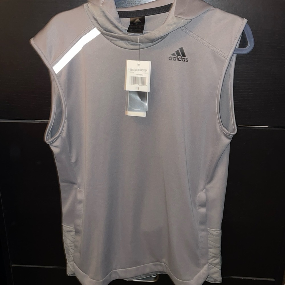 NWT-Mens Small adidas grey shooter tank hoodie